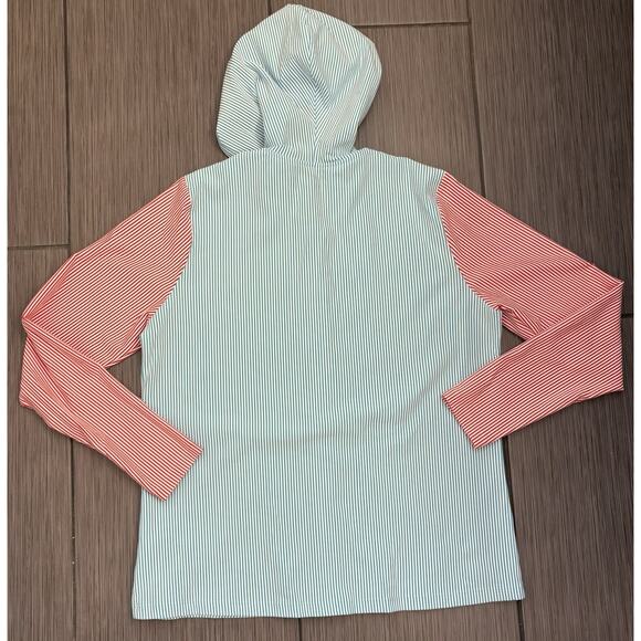 Lands’ End Women’s UPF 50 Seersucker Hooded Full Zip Rashguard Size Large Beach - Picture 4 of 5
